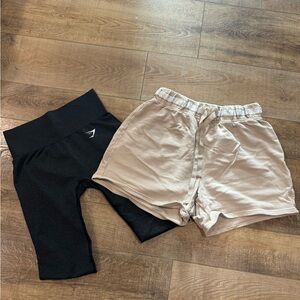 Gymshark Black and Beige Women's Shorts